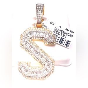 10K Yellow Gold Diamond initial S 1 7/8CTS